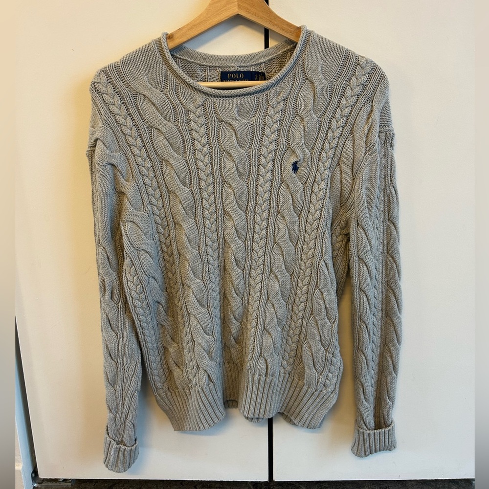 Ralph Lauren Light Gray Cable Knit Sweater